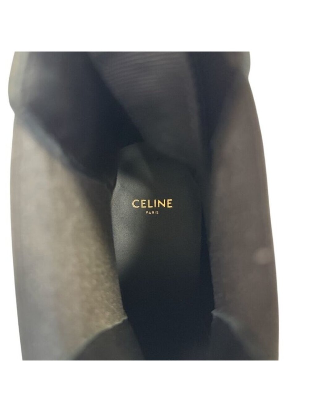 Celine Perforated Logo Side Gore Short Triomphe Leather Boots Black - Picture 7 of 8
